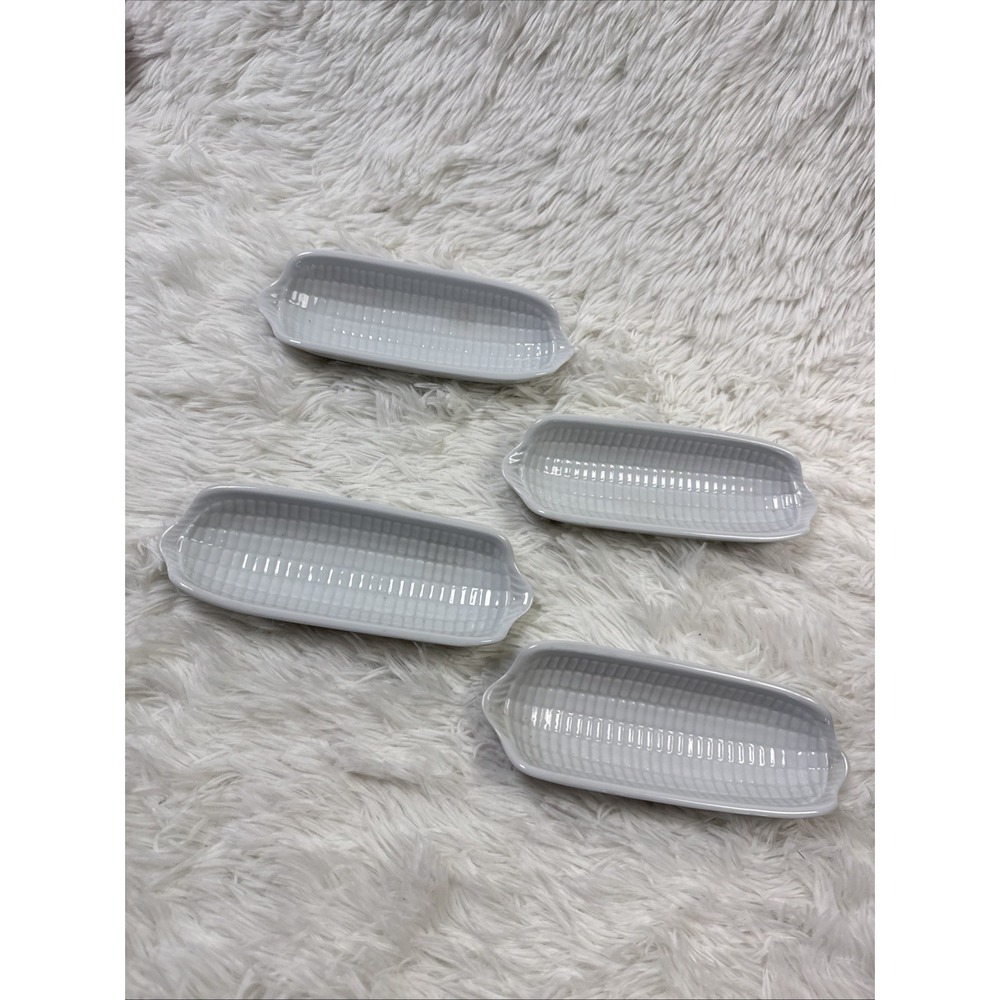 Vintage Dansk Corn Cob Dishes Set of 4 White Ceramic Portugal Farmhouse Decor